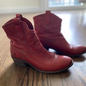 Red Frye short boots in great condition!